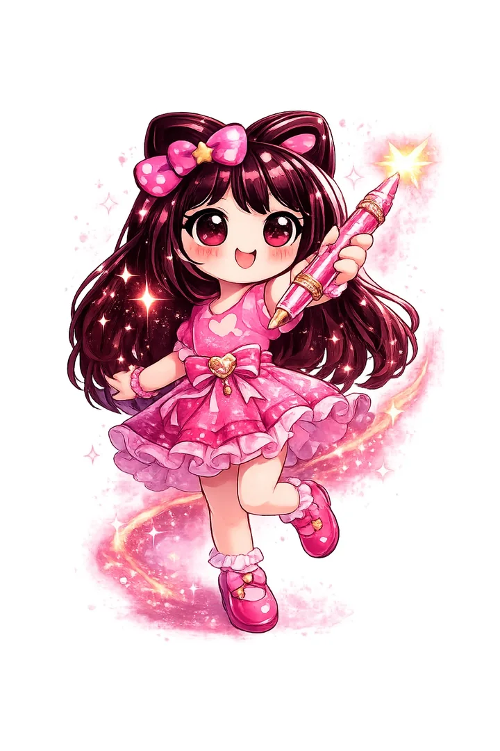 Cheekys Creations mascot with custom pen